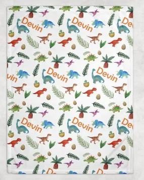 Dinosaur Print Personalized Minky Blanket (Luxe Minky)