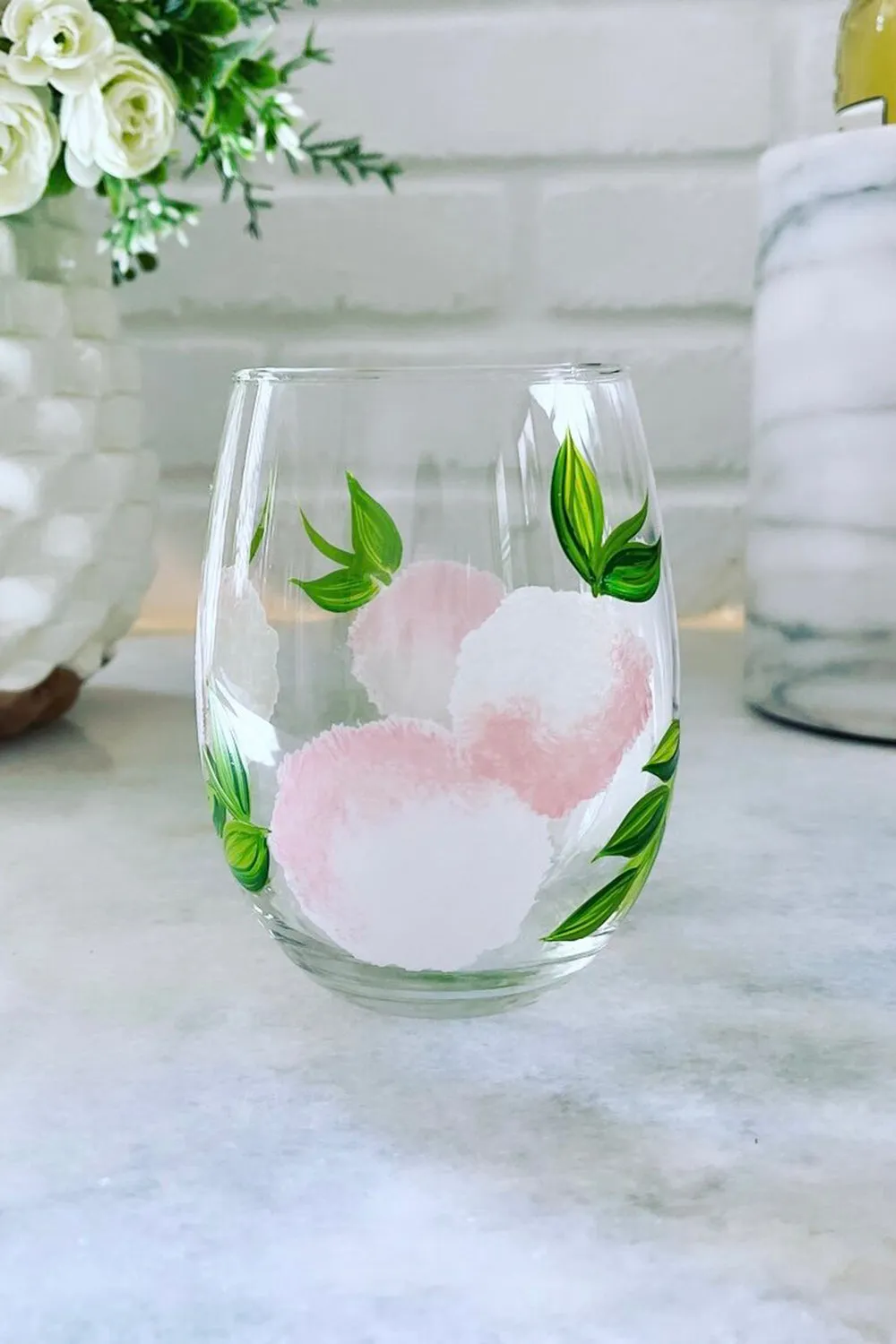 DJ Stemless Wine Glass - Hydrangea