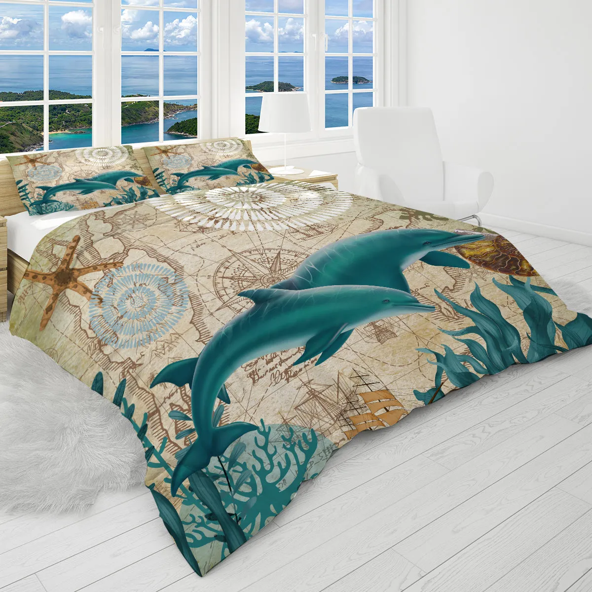 Dolphin Love Reversible Bedcover Set