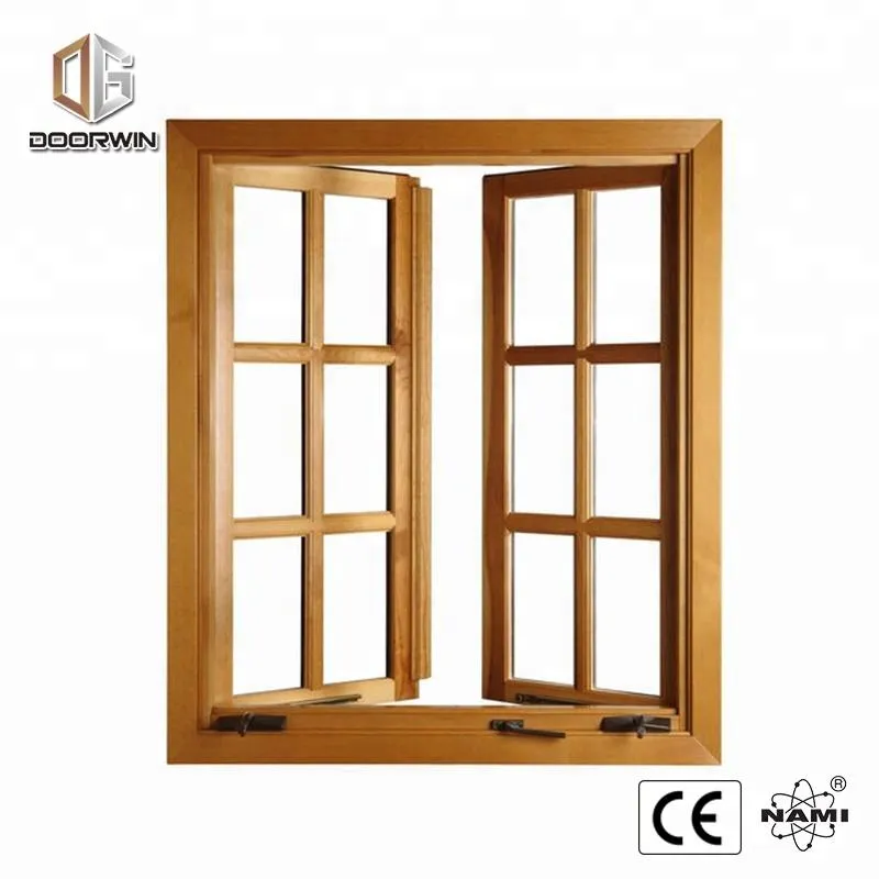 Doorwin 2021American standard wood aluminum frame crank open window with grill design and mosquito net by Doorwin