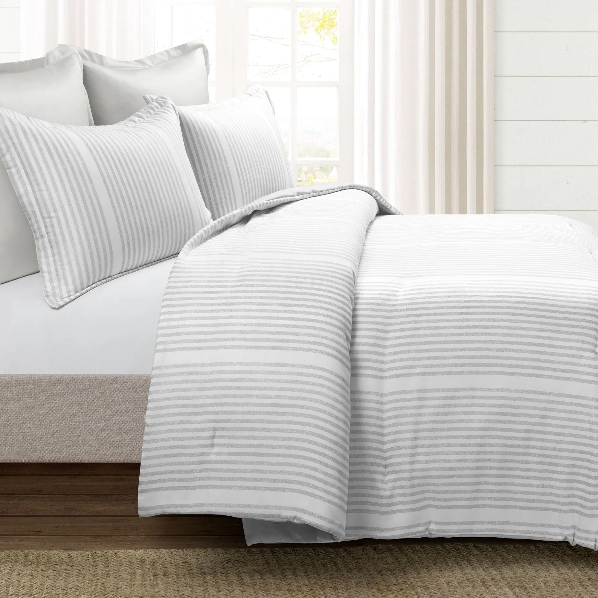 Drew Stripe Silver-Infused Antimicrobial Comforter 5 Piece Set