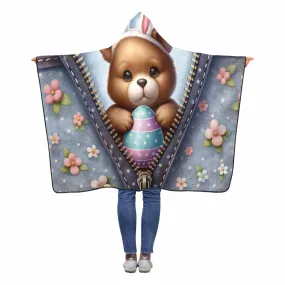 Easter Bear Awd 1304  Hooded Blanket 60"x50"