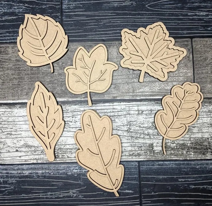 Fall Leaves Set of 6 Autumn Decor SVG Laser Ready File Tiered Tray Home Decor