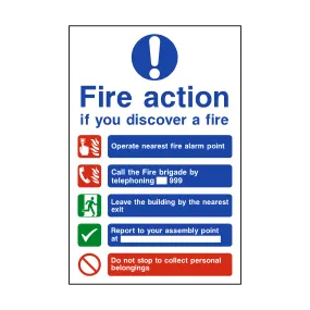 Fire Action Non-Lift Telephone Sign