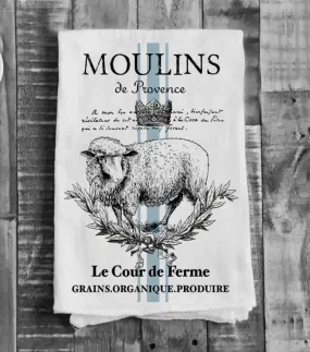 French Moulins Lamb Flour Sack Tea Towel