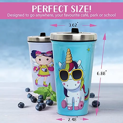 Galbyn Designs Unicorn Kids Cup With Straw 16 Oz Screw