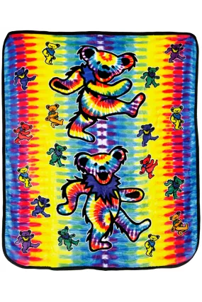 Grateful Dead Tie Dye Bears Fleece Throw Blanket