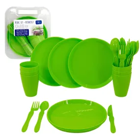 Green Camping Set For Six 31 Pieces