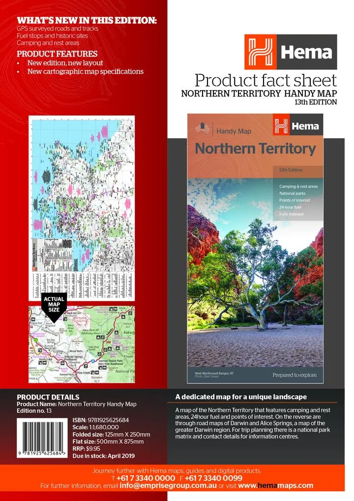 Hema Northern Territory Handy Map