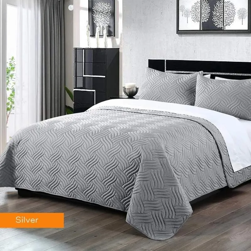 Home Fashion Soft Premium Bed Embossed Silver Comforter Set