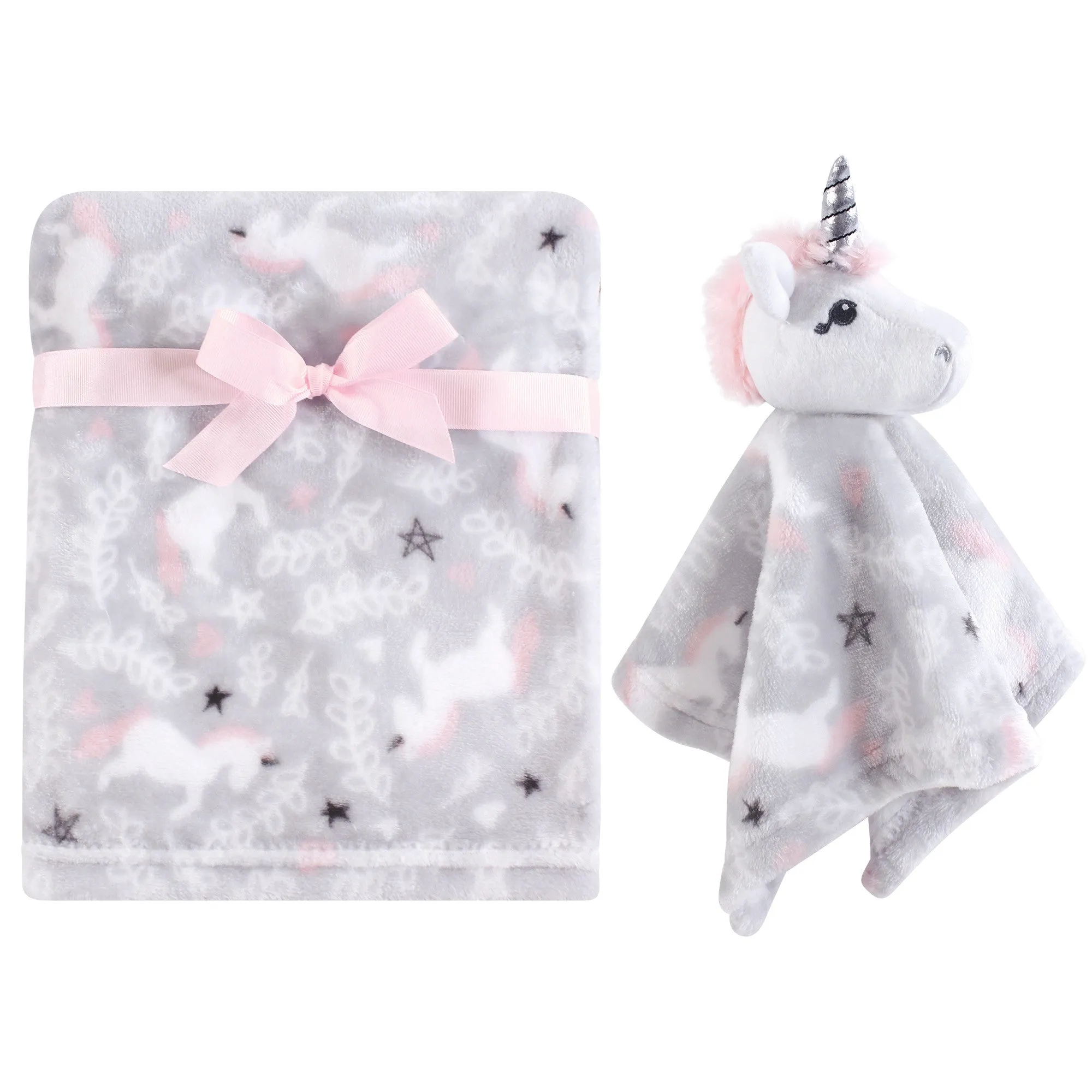 Hudson Baby Plush Blanket with Security Blanket, Whimsical Unicorn