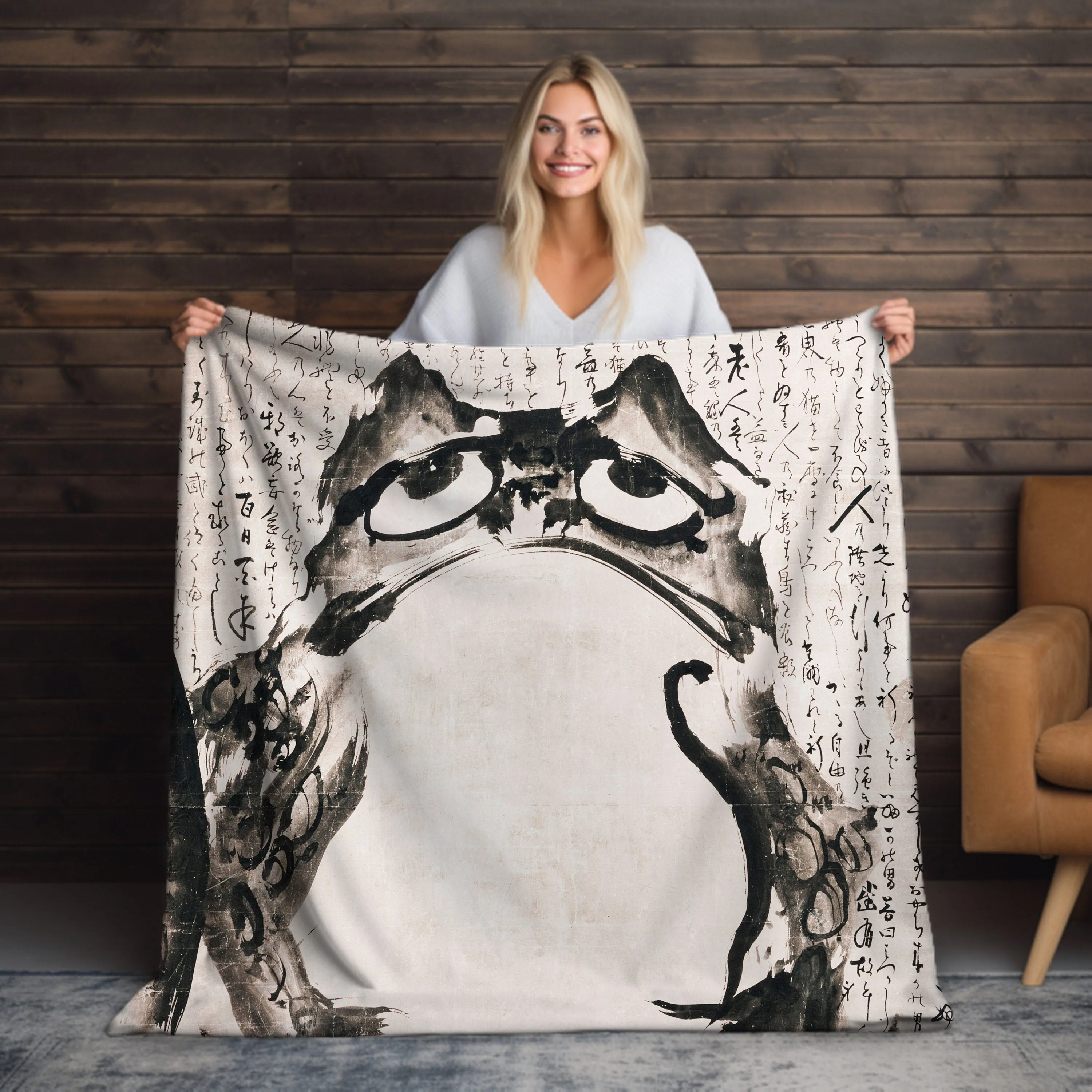 Japanese Frog Velveteen Throw Blanket - Cozy & Stylish