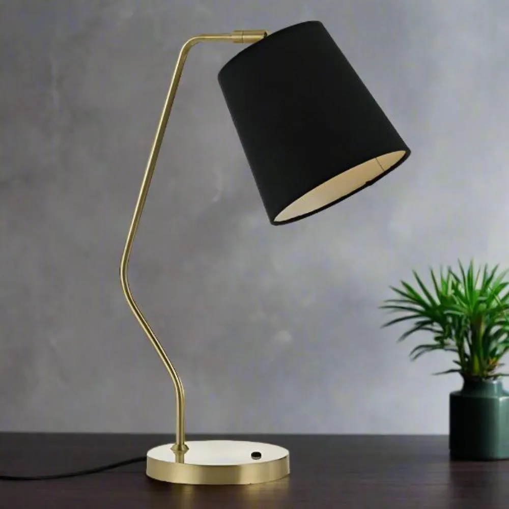 Jody Table Lamp in Antique Brass/Black Matt or Nickel Matt/White