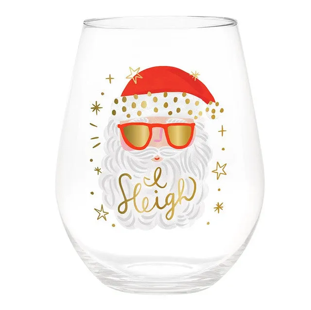 Jumbo Stemless Wine Glass - I Sleigh