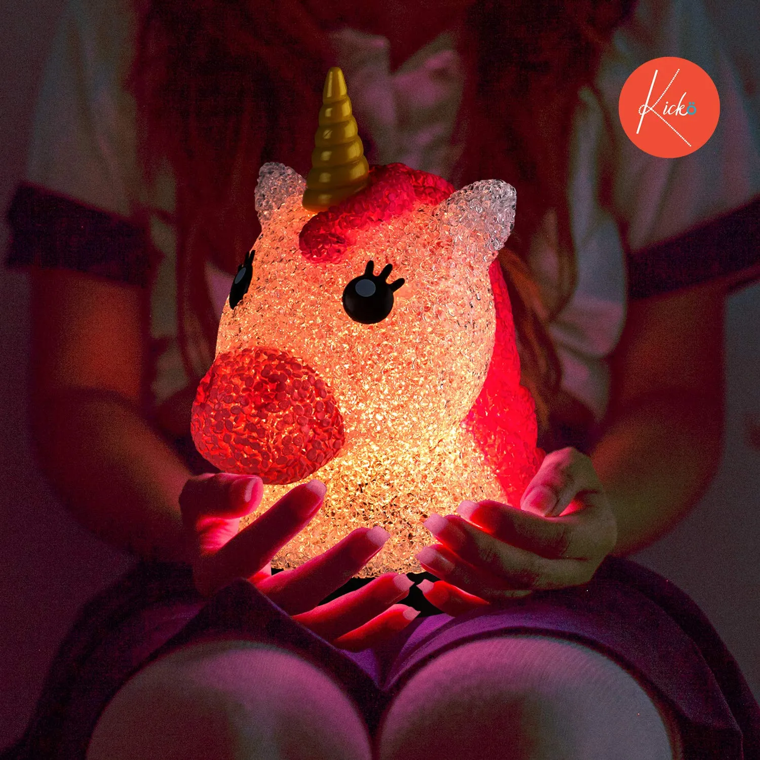 Kicko Sparkle Unicorn Lamp - 8.5 Inch Magical Horned Pony Shaped Night Light - for Kid