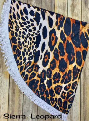 Leopard Circle Beach Towel with Fringe