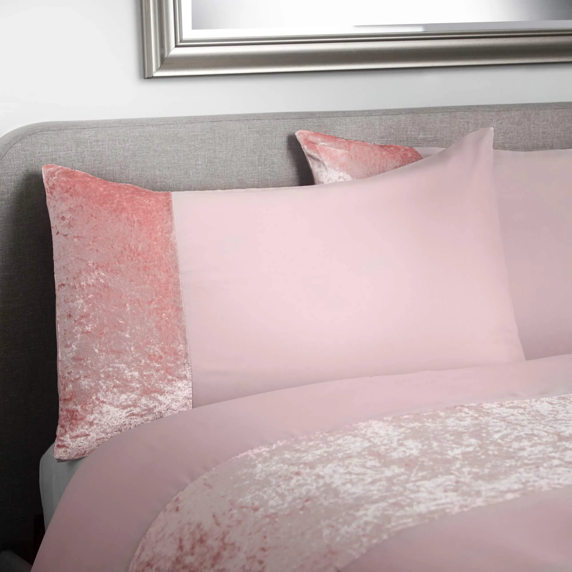 Lewis's Amelia Crushed Velvet Duvet Set - Blush Pink