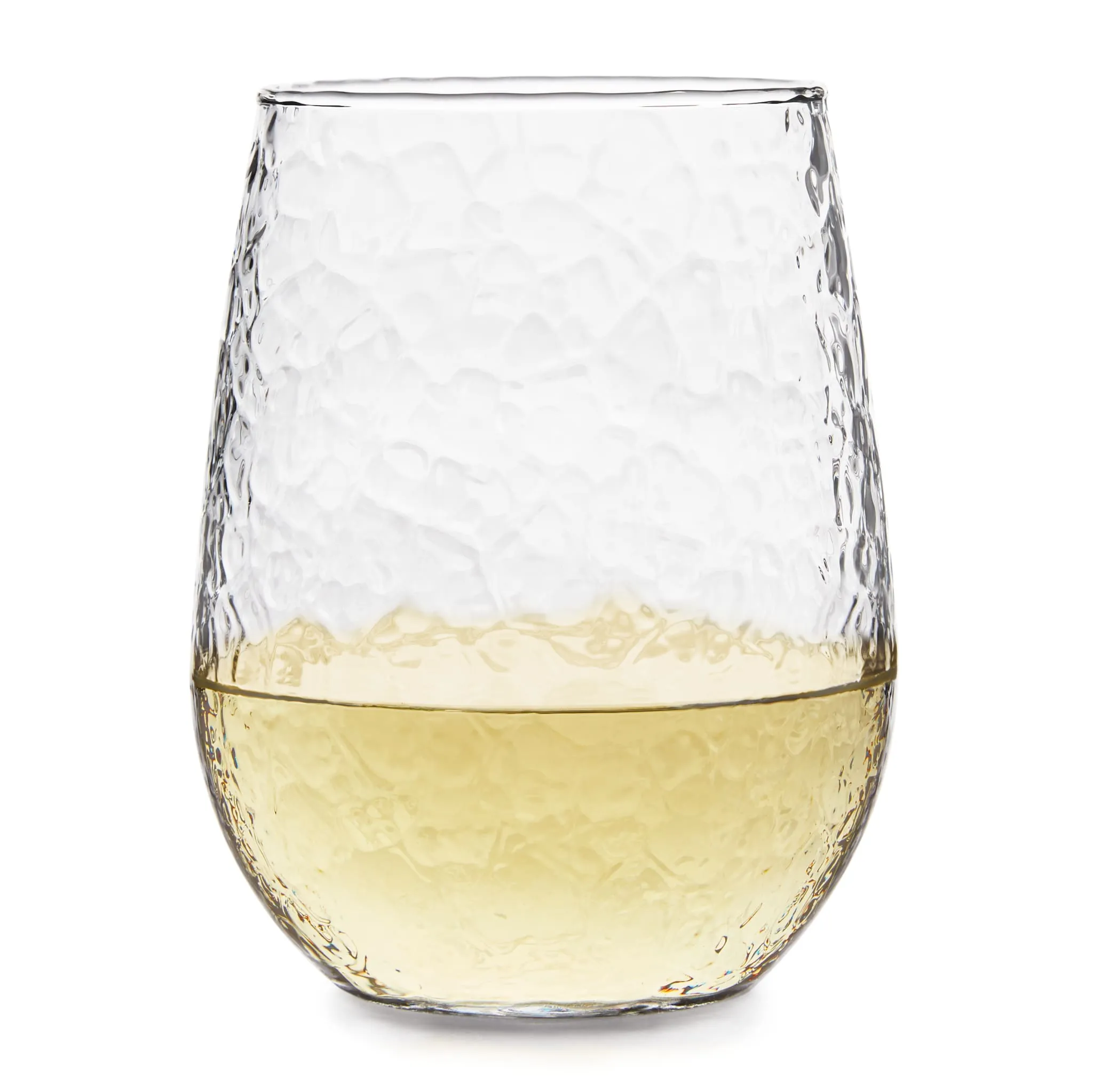 Libbey Hammered Stemless All Purpose Wine Glasses, 17 ounce, Set of 8