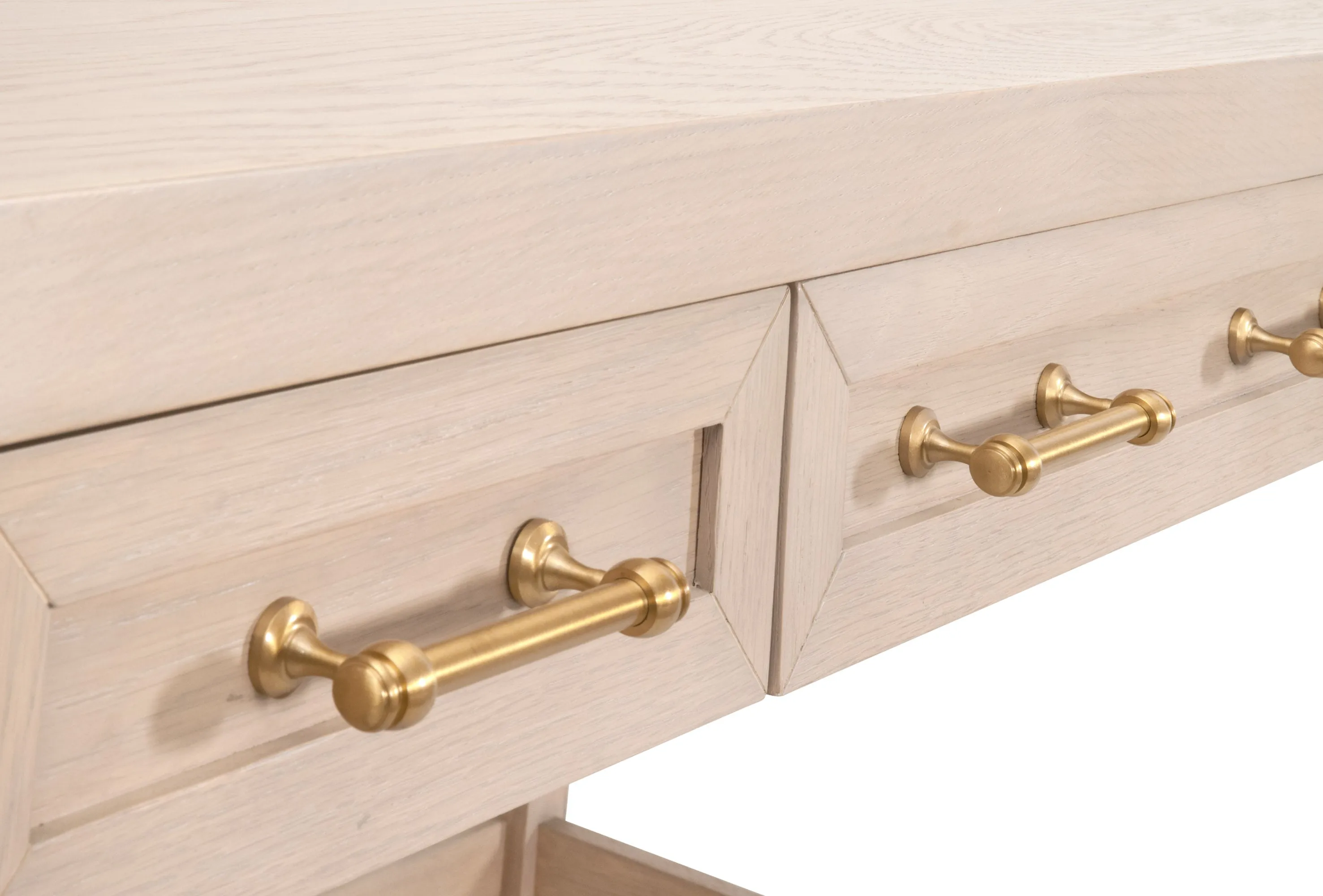 Light Honey Oak & Brushed Brass 54" Office Desk