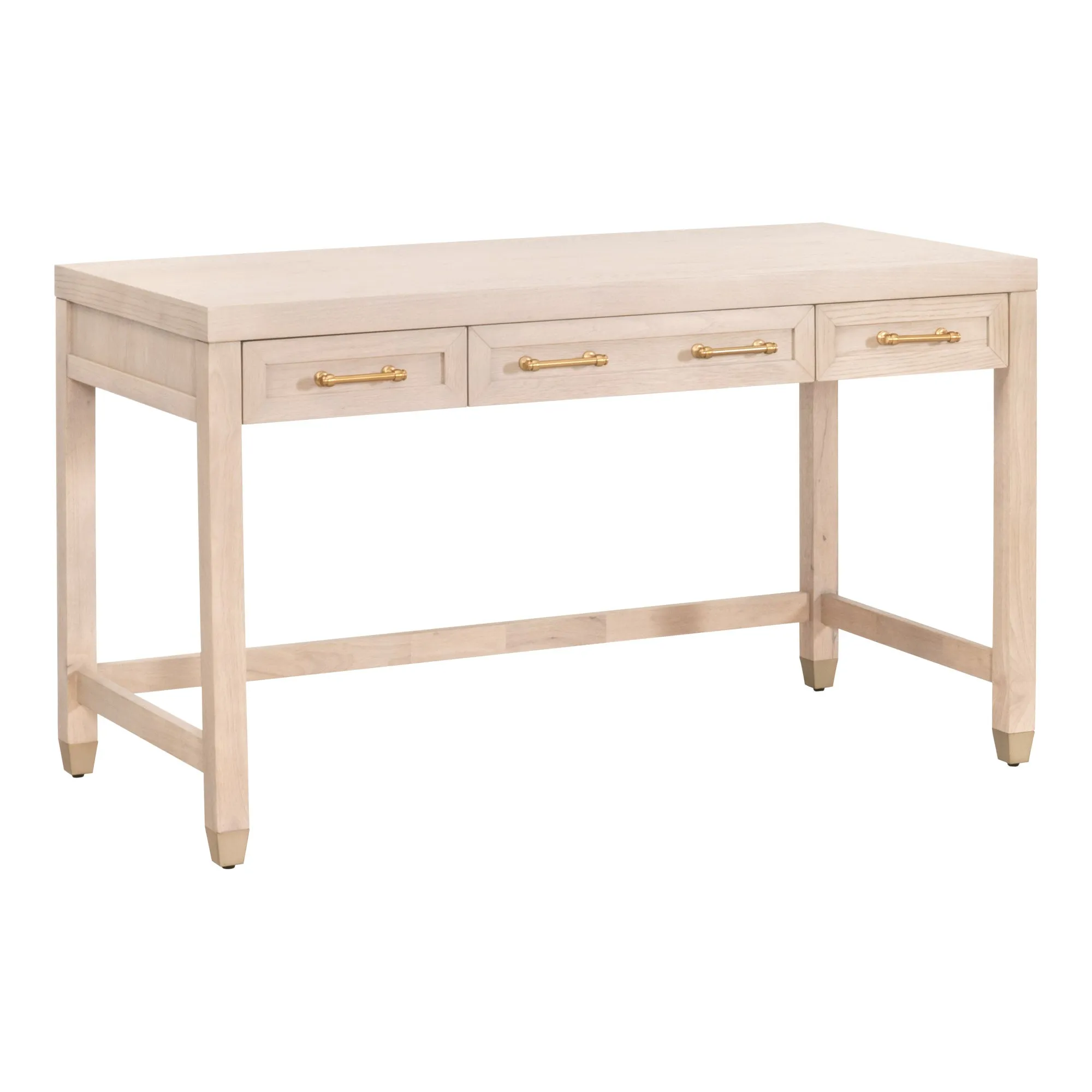 Light Honey Oak & Brushed Brass 54" Office Desk