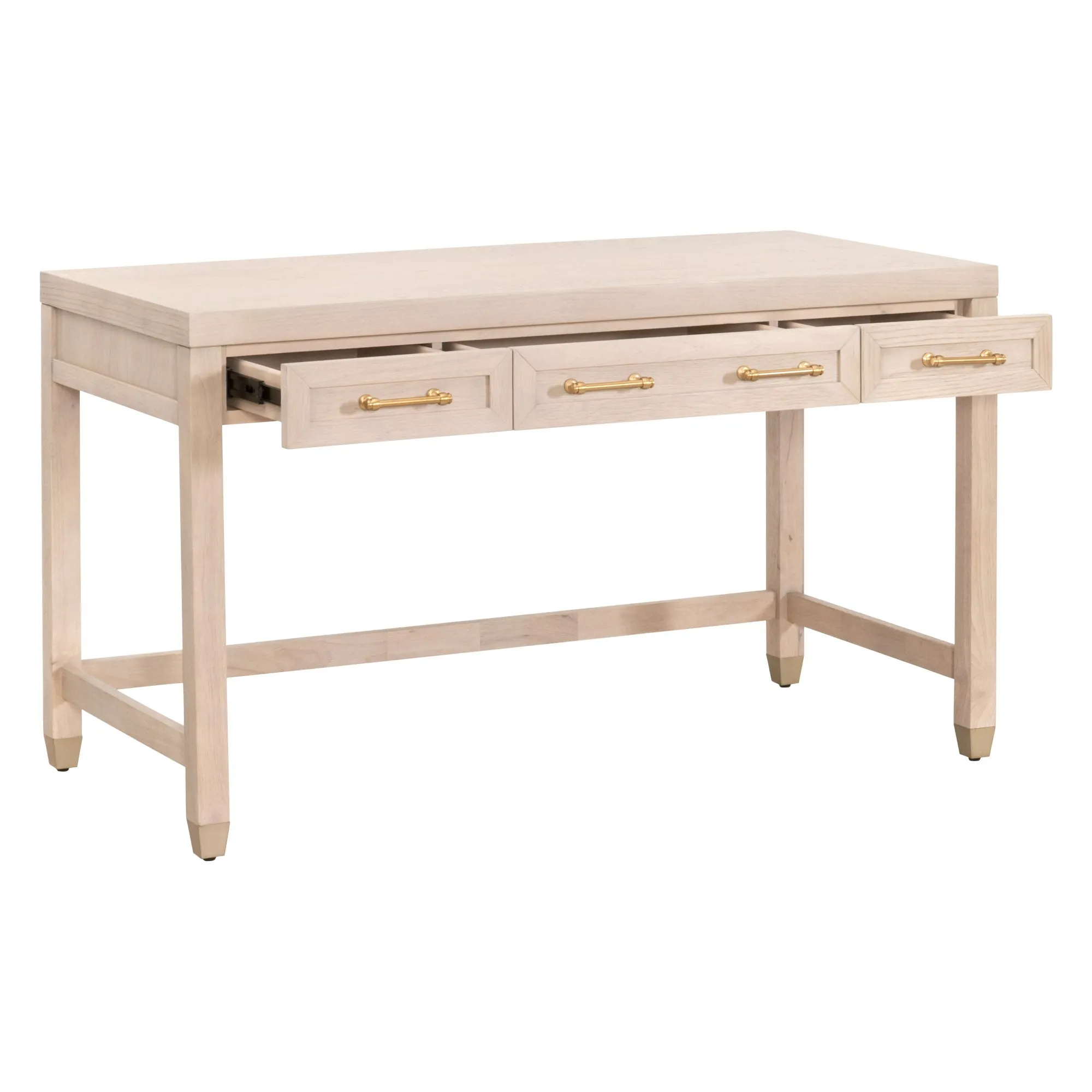 Light Honey Oak & Brushed Brass 54" Office Desk