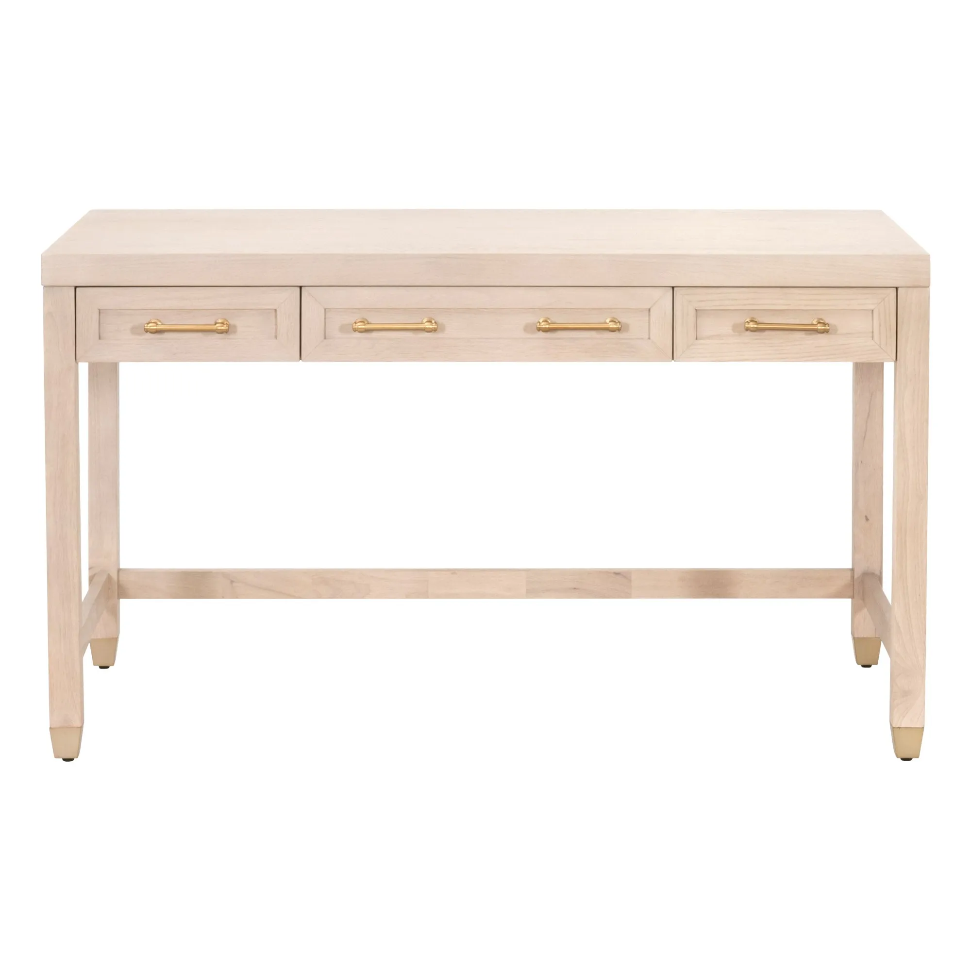 Light Honey Oak & Brushed Brass 54" Office Desk