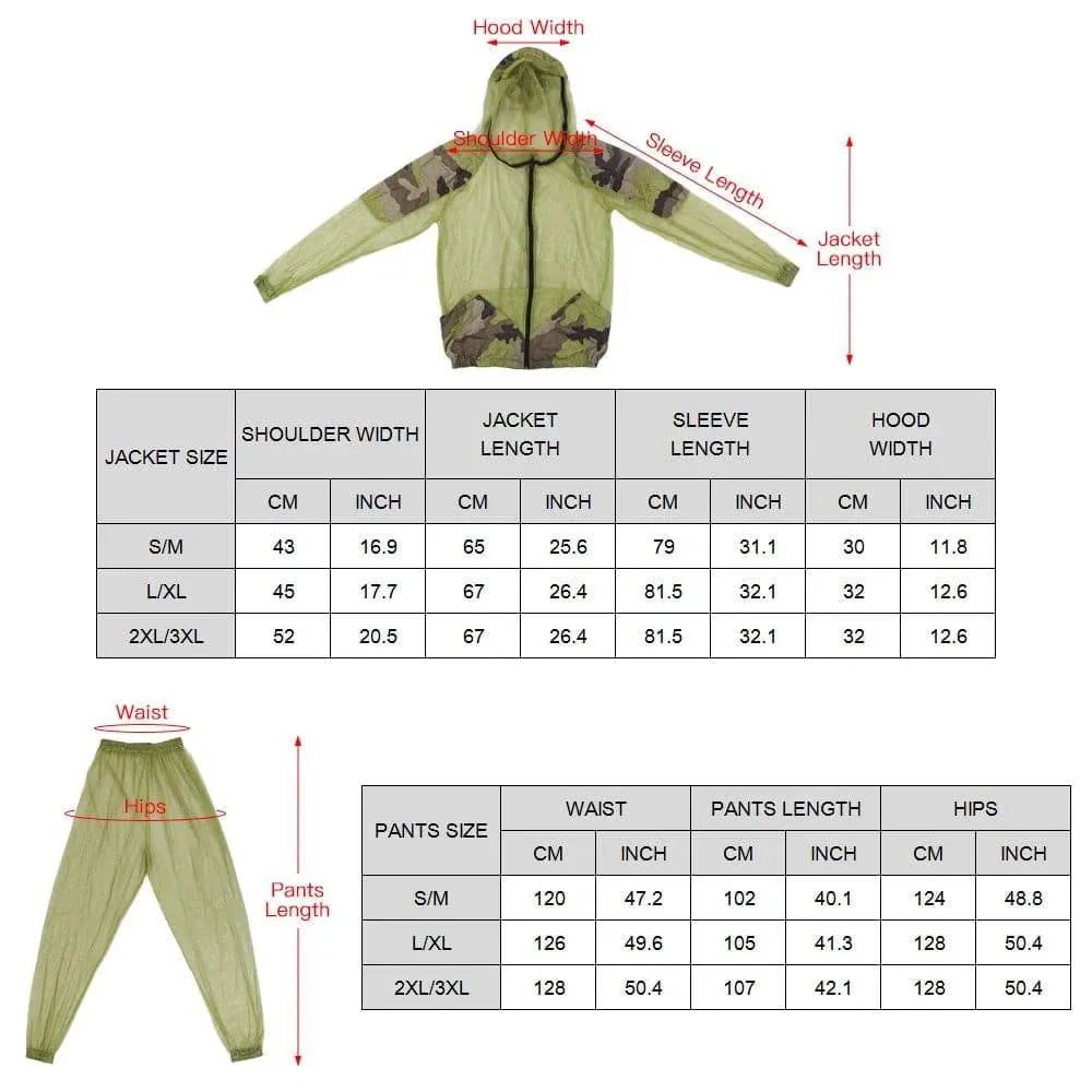 Lixada Outdoor Fishing Hunting Camping Jacket Mosquito Repellent Suit Bug Mesh Hooded Suits Protective Mesh Shirt Gloves Pants