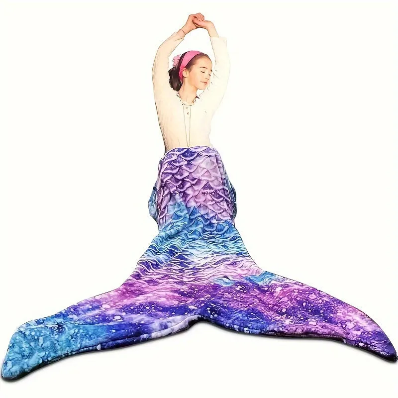 Mermaid Tail Knitted Wearable Blanket for Women and Girls