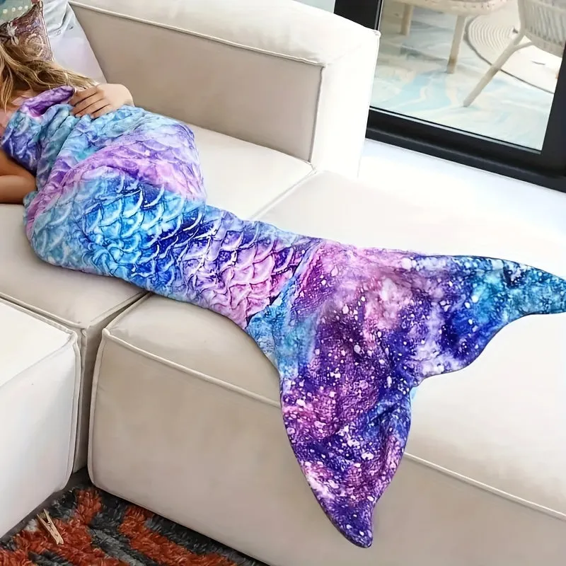 Mermaid Tail Knitted Wearable Blanket for Women and Girls