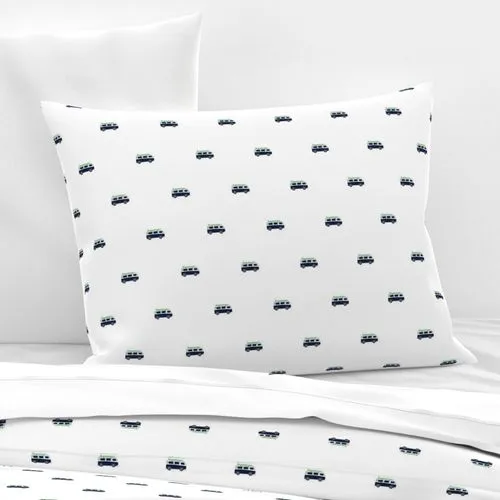 Navy Blue, White and Lime Green Classic Surf Bus Sheet Set from Surfer Bedding™️