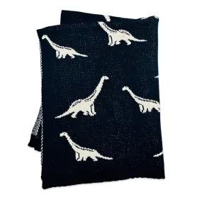 Navy Dinosaur - Organic Jacquard Sweater Knit Baby Blanket: Midnight Navy / One Size