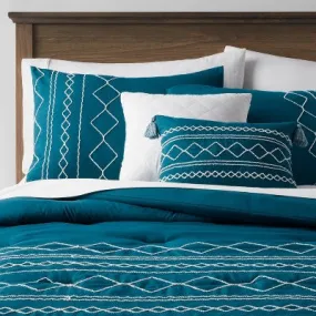 New - 5pc King Kenton Diamond Stitch Comforter Bedding Set Dark Teal Blue - Threshold