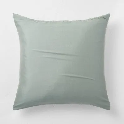 New - Casaluna Comforter Sham Cotton-Lyocell Blend OEKO-TEX Solid, Sage Green, Euro