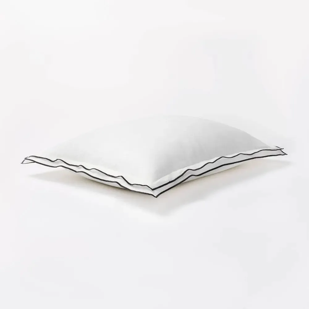 New - Full/Queen Double Flange Merrow Stitch Duvet Cover & Sham Set White/Dark Gray -