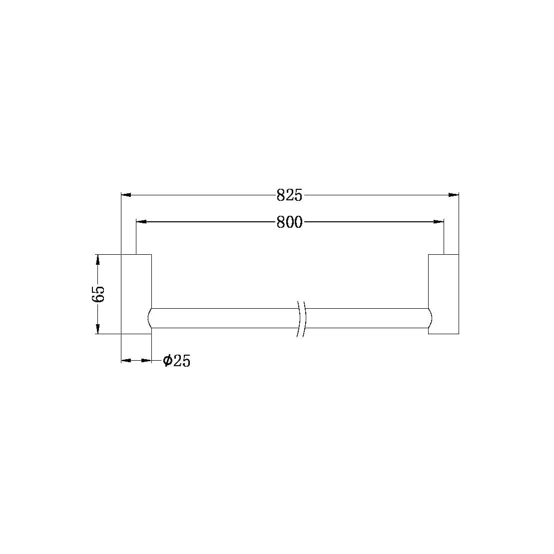 New MECCA Single Towel Rail 800MM Gun Metal 2330-GM