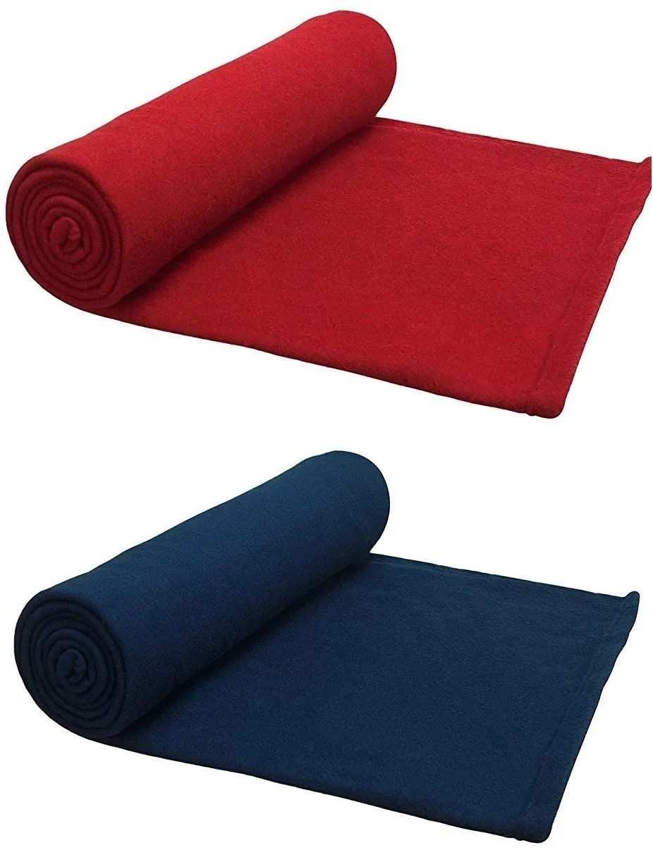 NKSA Soft Warm Fleece Material Single Bed Pack of 2 Blanket - Blue and Red