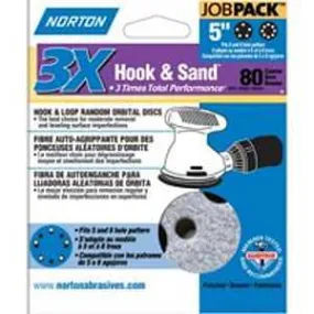 Norton 04033 Sanding Disc, 5 in Dia, 11/16 in Arbor, Coated, P80 Grit, Coarse, Alumina Ceramic Abrasive, Paper Backing :PK 50: QUANTITY: 1