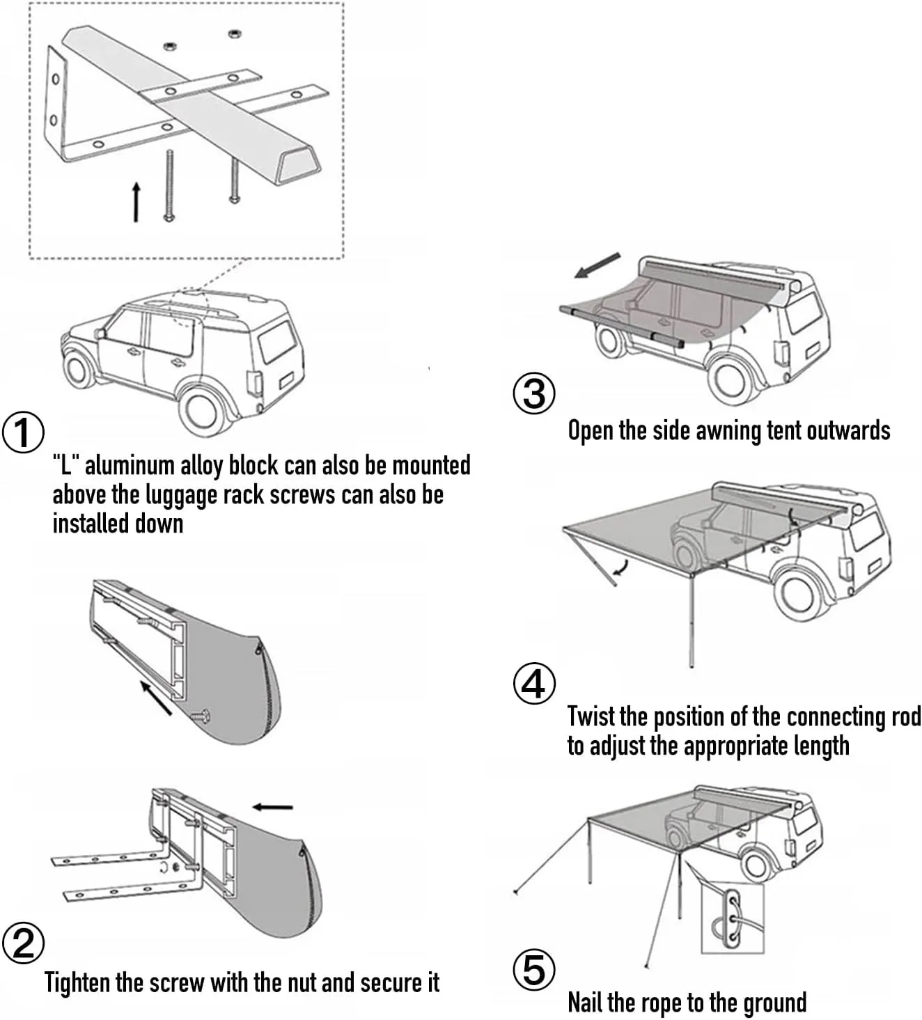 Novsight Car Side Awning Tent for Outdoor Camping Shelter