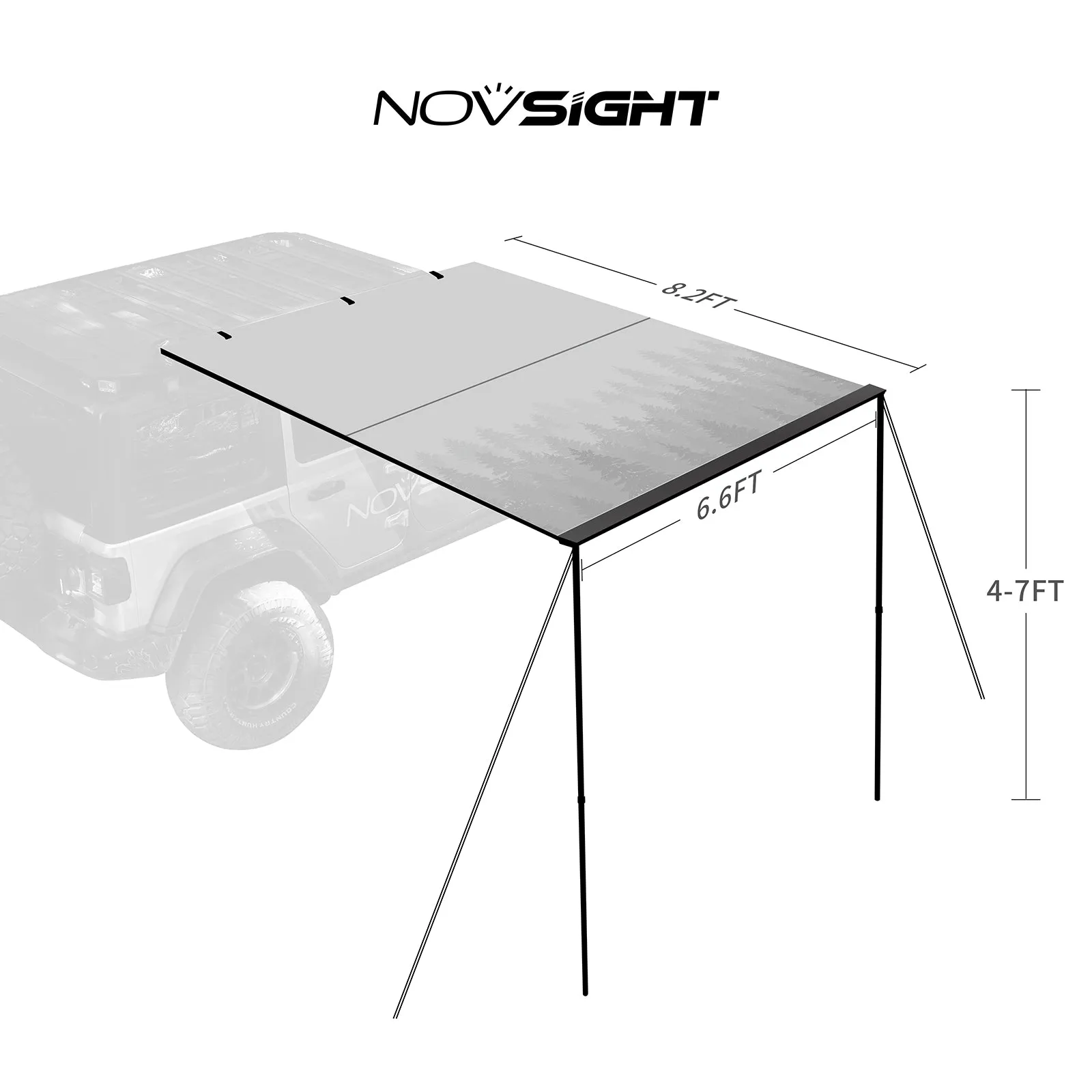 Novsight Car Side Awning Tent for Outdoor Camping Shelter