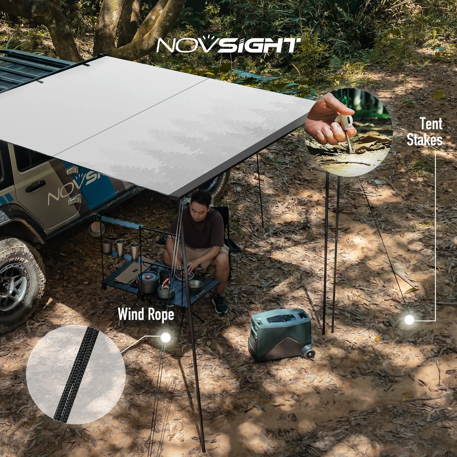 Novsight Car Side Awning Tent for Outdoor Camping Shelter