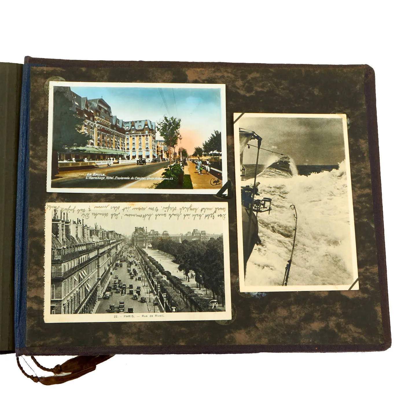 Original German WWII Kriegsmarine U-751 Photo Album Featuring Pictures of Grand Admiral Raeder - Over 222 Photos, Postcards and Newspaper Clippings