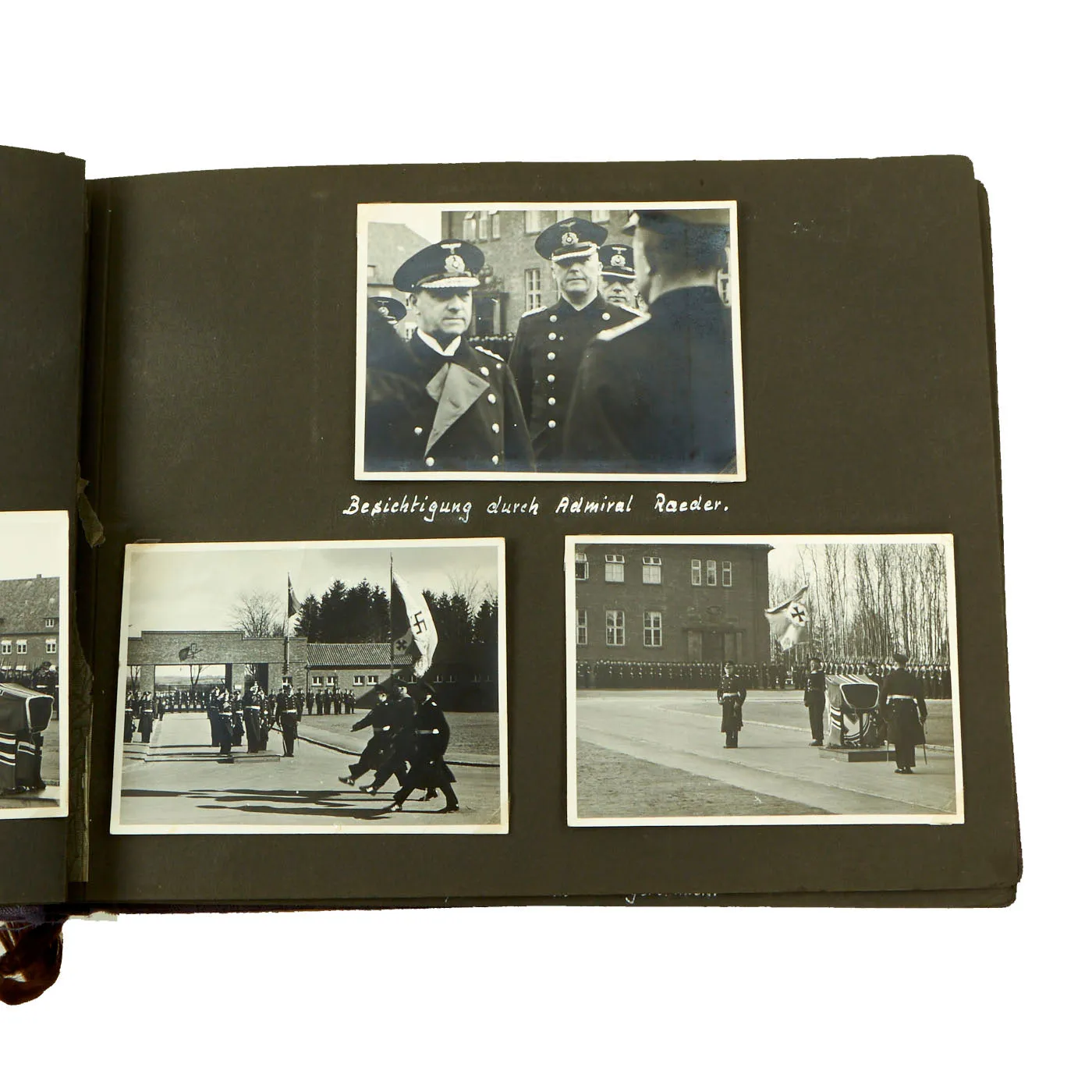 Original German WWII Kriegsmarine U-751 Photo Album Featuring Pictures of Grand Admiral Raeder - Over 222 Photos, Postcards and Newspaper Clippings