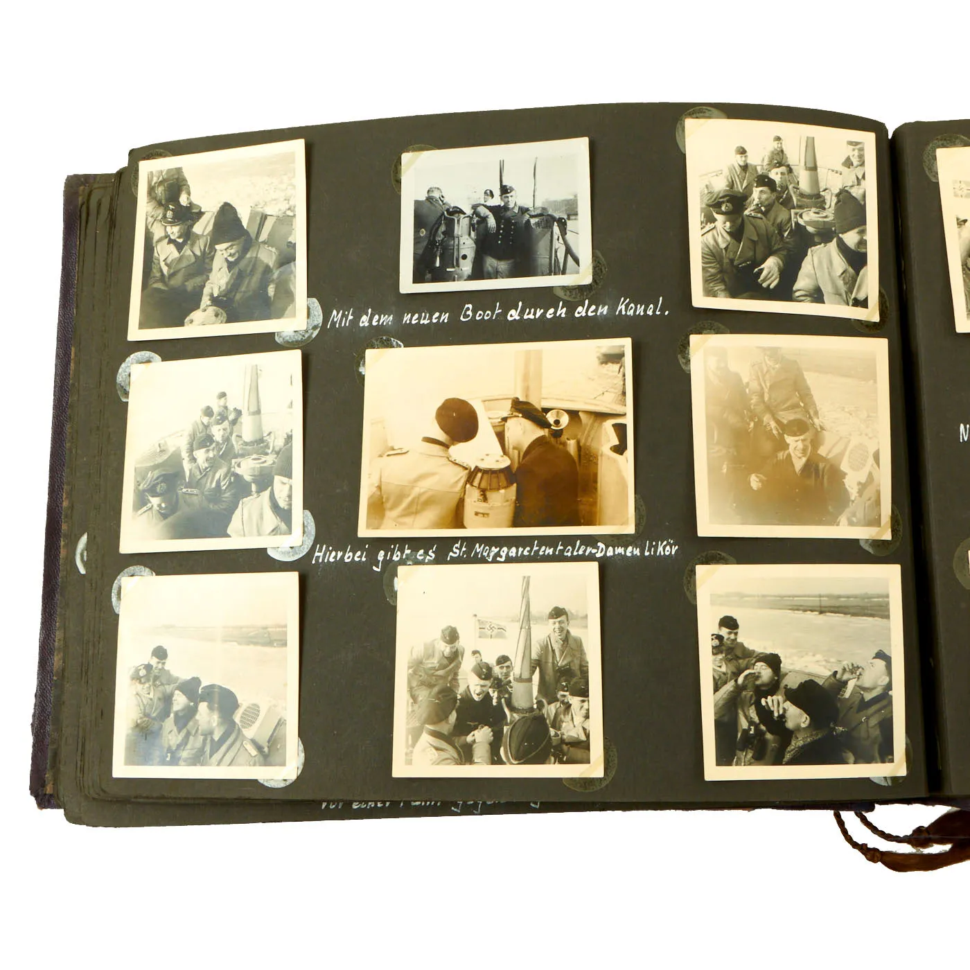 Original German WWII Kriegsmarine U-751 Photo Album Featuring Pictures of Grand Admiral Raeder - Over 222 Photos, Postcards and Newspaper Clippings