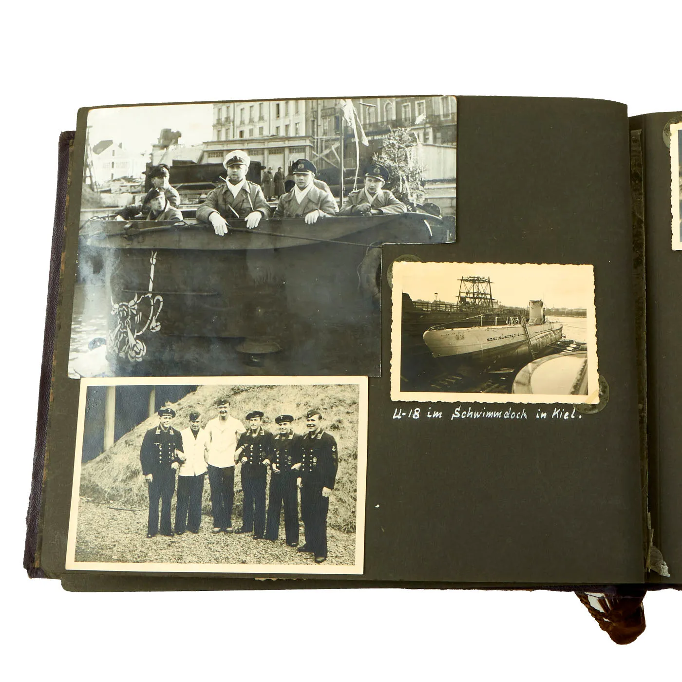 Original German WWII Kriegsmarine U-751 Photo Album Featuring Pictures of Grand Admiral Raeder - Over 222 Photos, Postcards and Newspaper Clippings