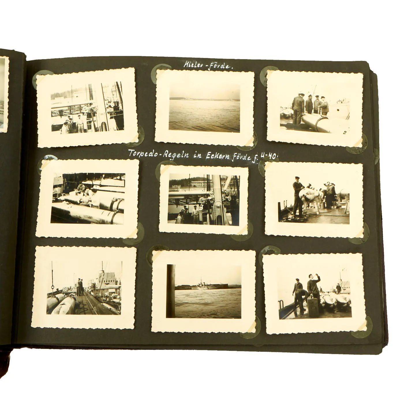 Original German WWII Kriegsmarine U-751 Photo Album Featuring Pictures of Grand Admiral Raeder - Over 222 Photos, Postcards and Newspaper Clippings