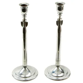 Original U.S. WWII United States Naval Torpedo Station Pair of Commemorative Candlesticks - 2 Items