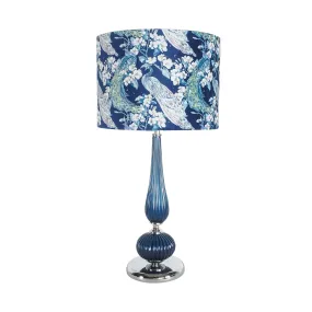 Peacock Blossom Velvet Table Lamp Navy Blue 70cm