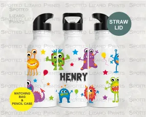 Personalised Monsters Kids Water Bottle l back to school drinks bottle - Little Monsters