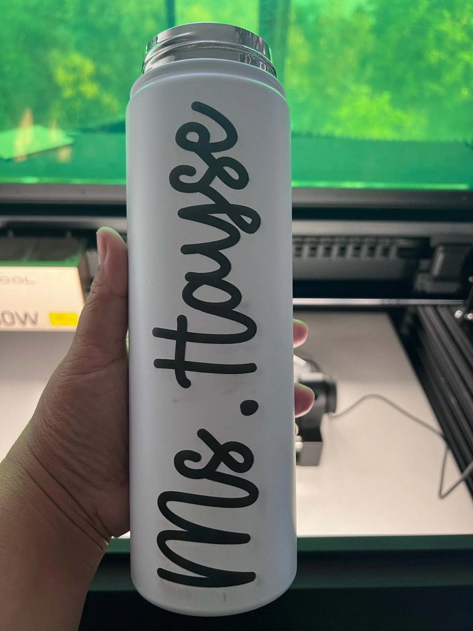 Personalized Name Vertical on Insulated Stainless Steel Water Bottle with Flip-Top Lid - Teacher Water Bottle - Teacher's Gift