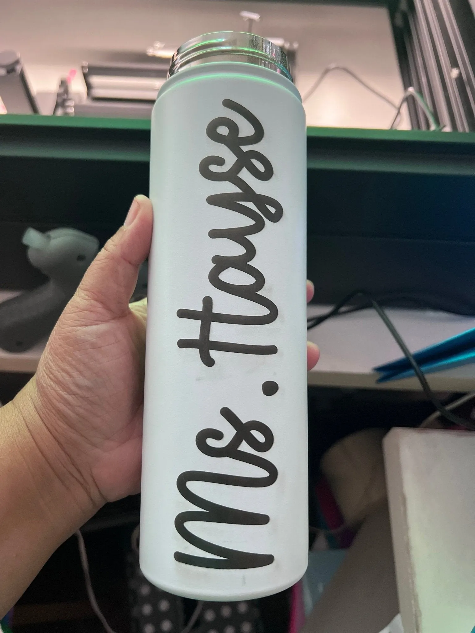 Personalized Name Vertical on Insulated Stainless Steel Water Bottle with Flip-Top Lid - Teacher Water Bottle - Teacher's Gift